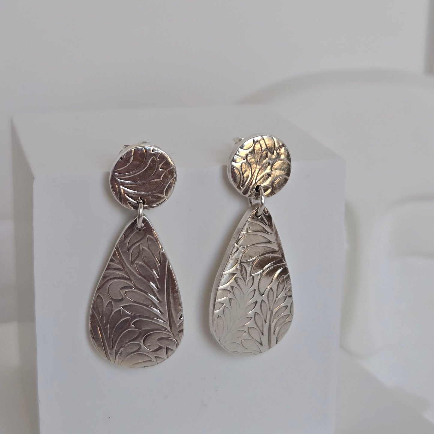 Leaf Motif Fine Silver Earrings
