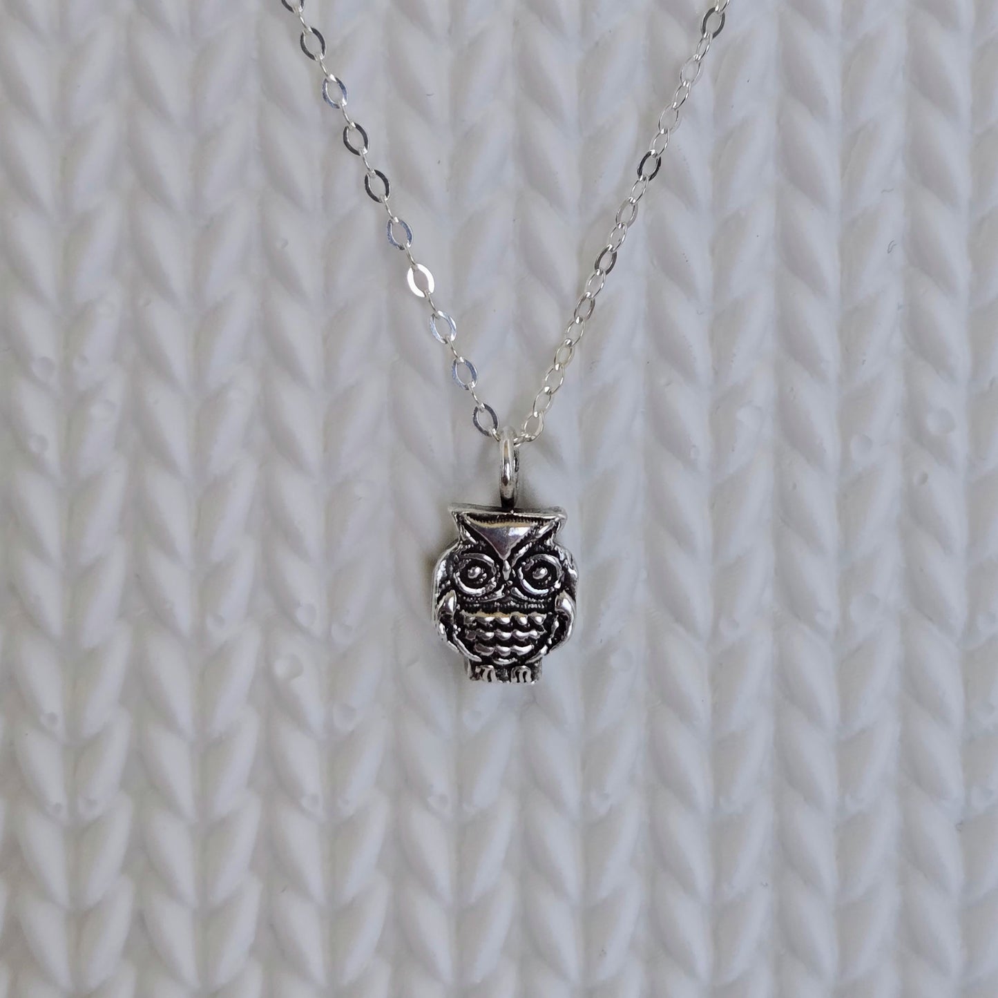 Fine Silver Tiny Owl Necklace