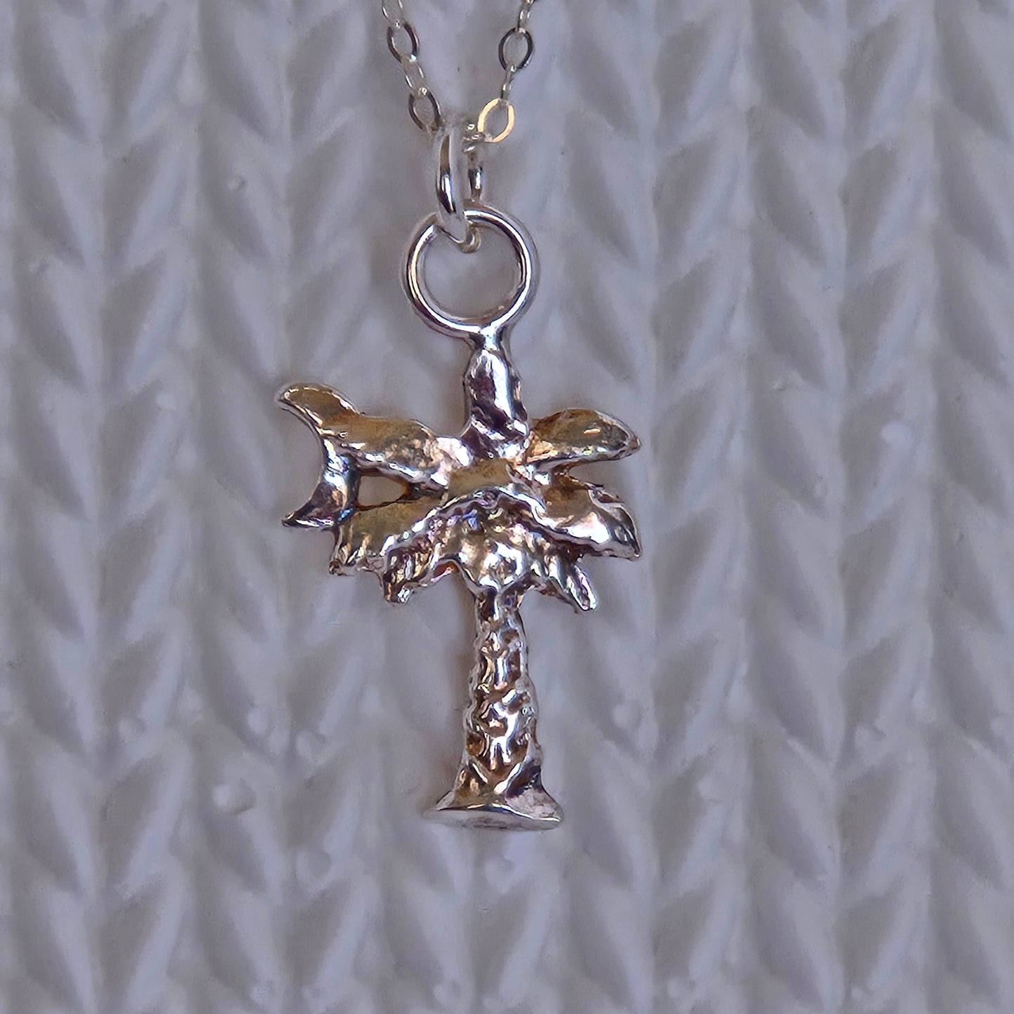 Sterling Silver Palmetto with Moon Necklace