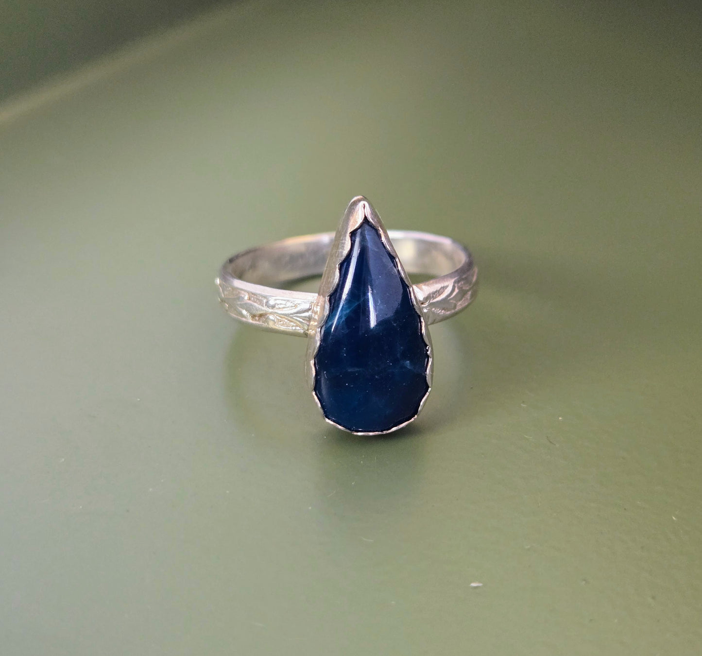 Deep Blue Apatite Ring
