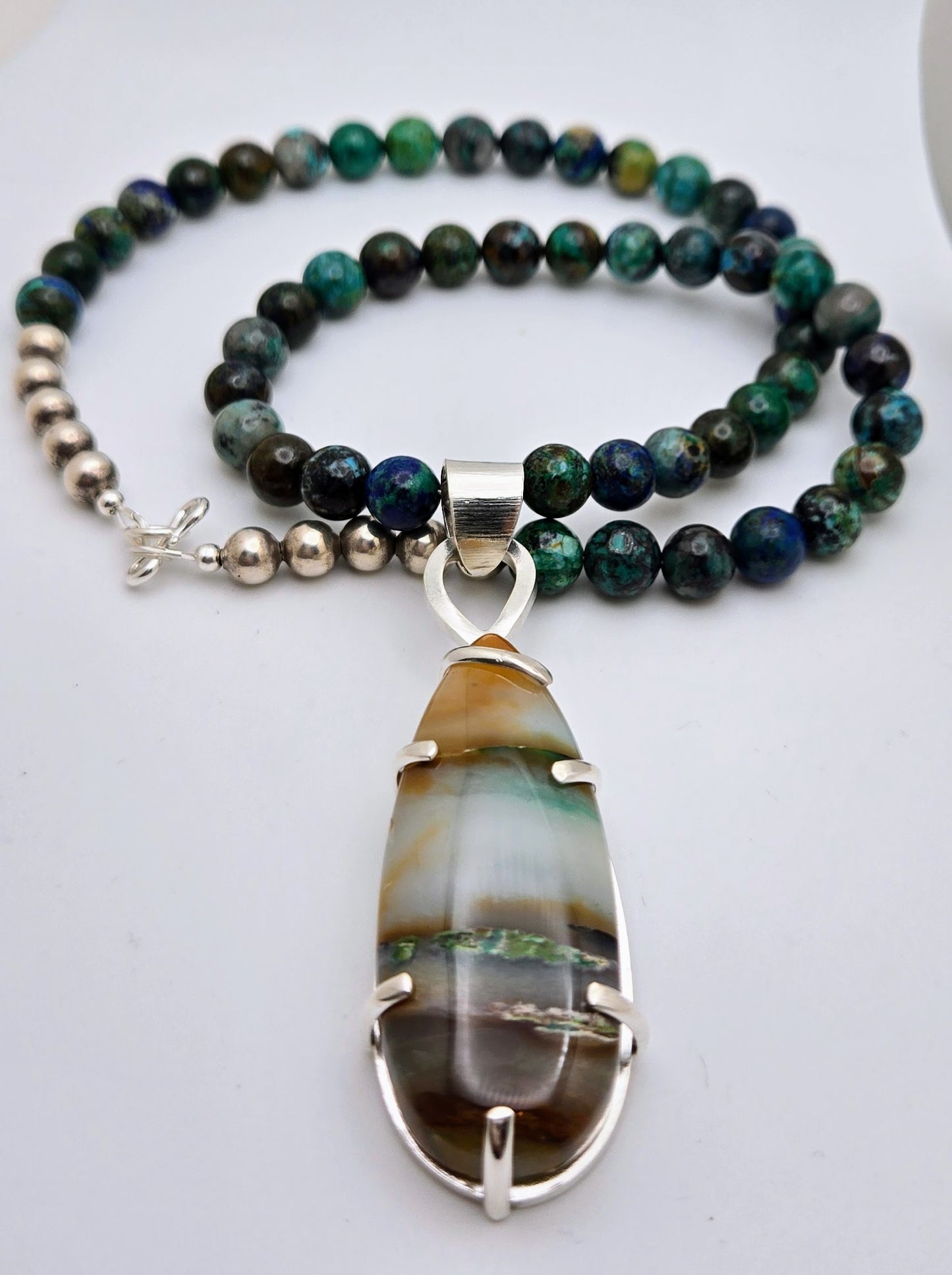 Indo Chrysocolla Wood Necklace