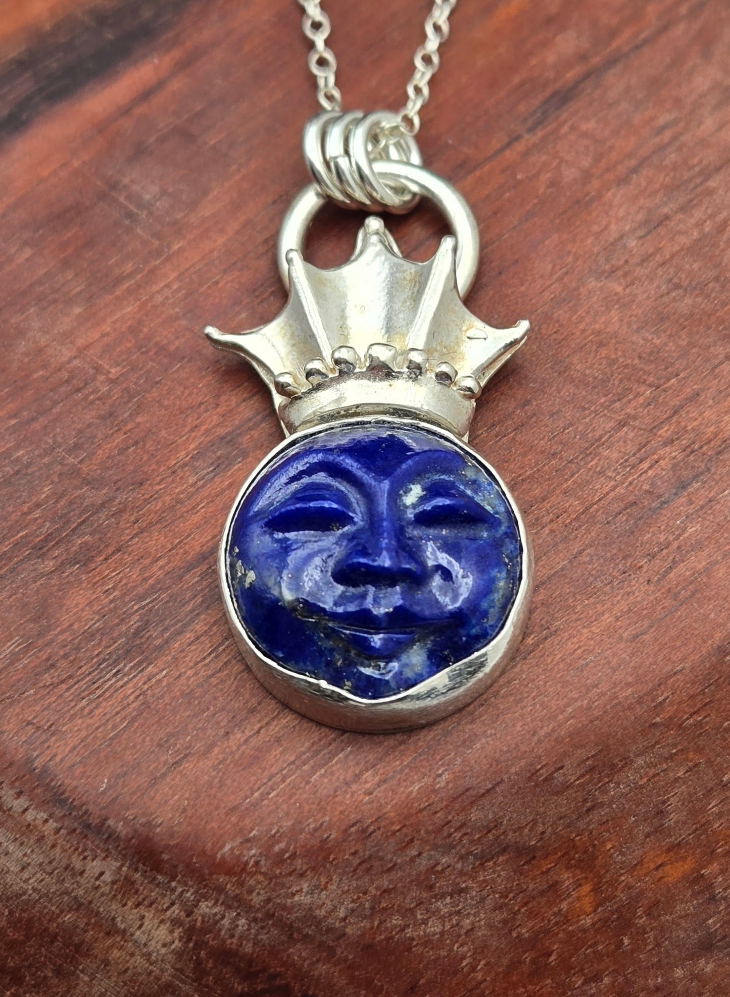 Lapis Moon Face Necklace