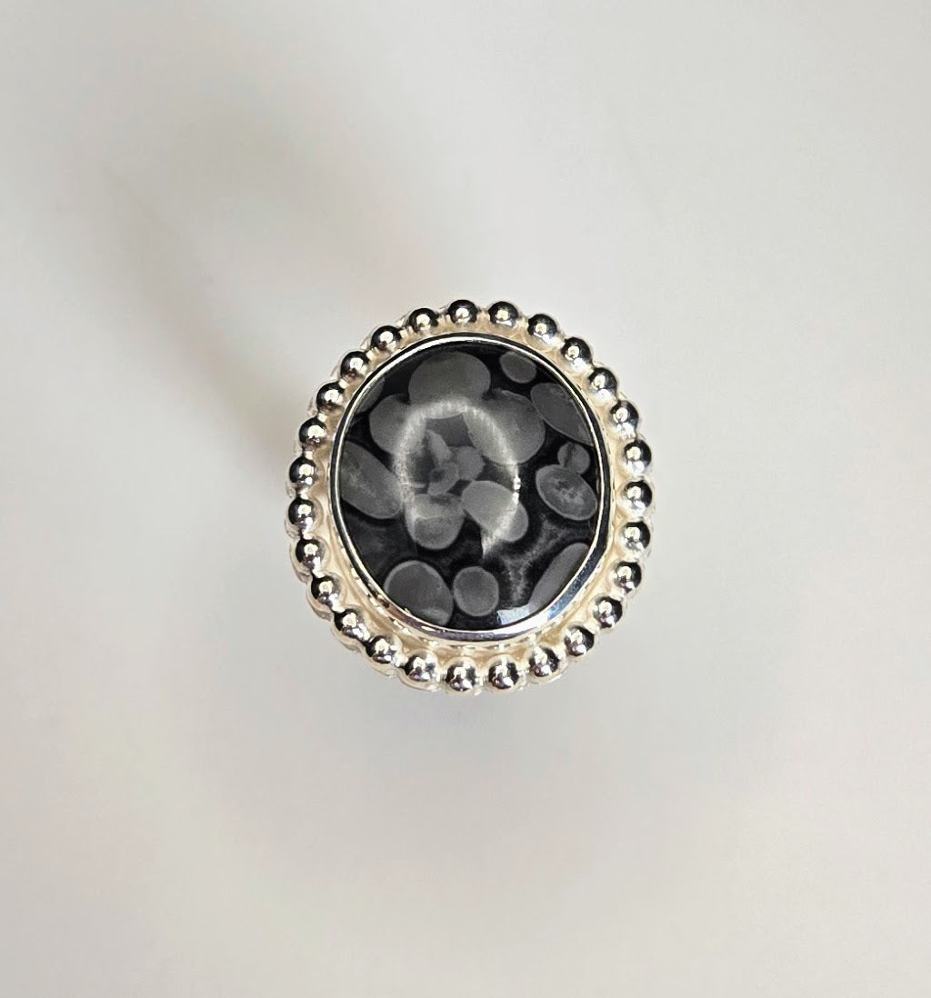 Black Fossil Coral Ring