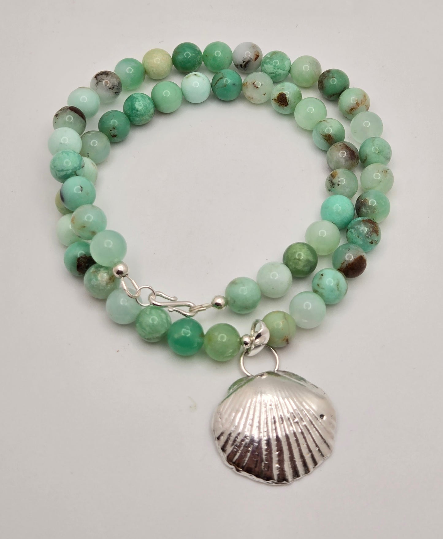 Chrysoprase and Shell Necklace