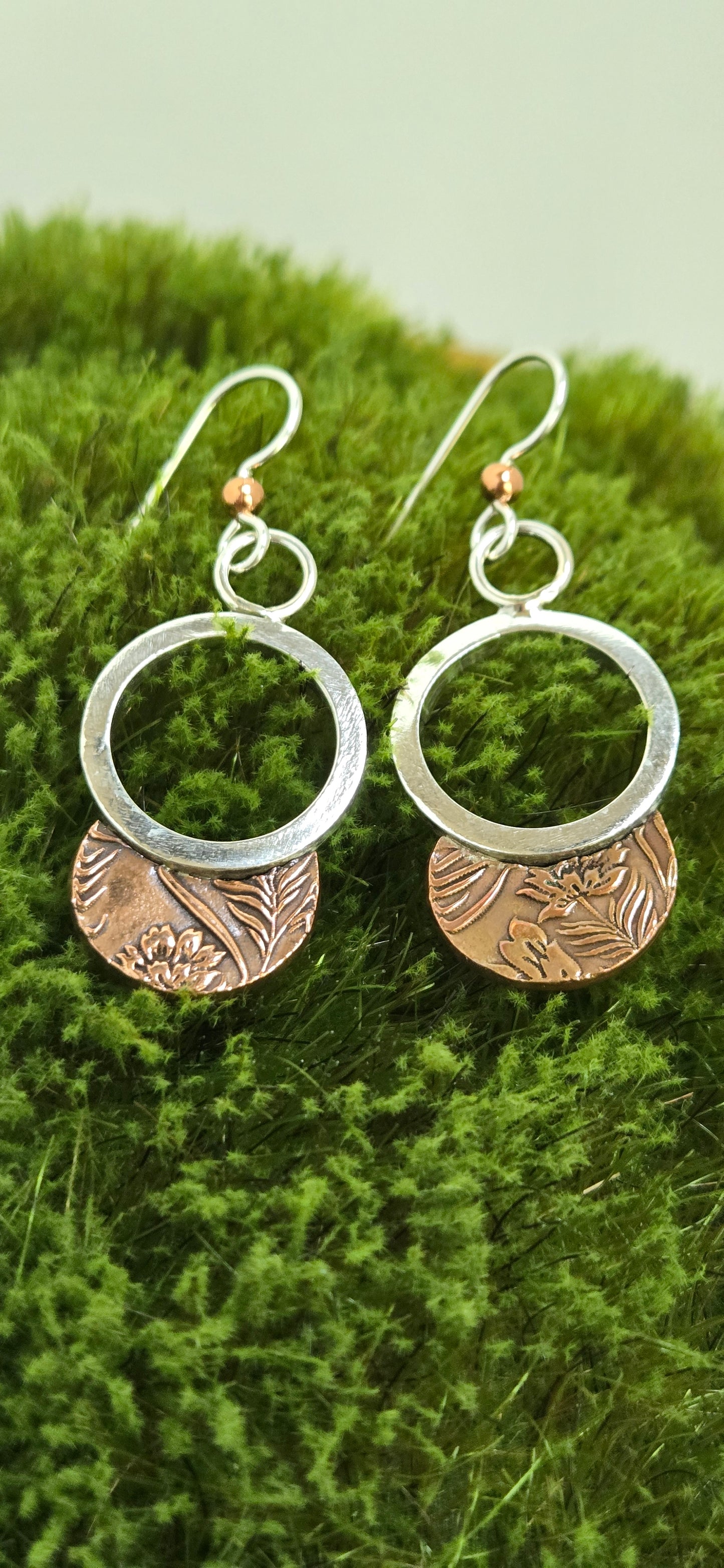 Sterling Silver and Copper Metal Clay Earrings