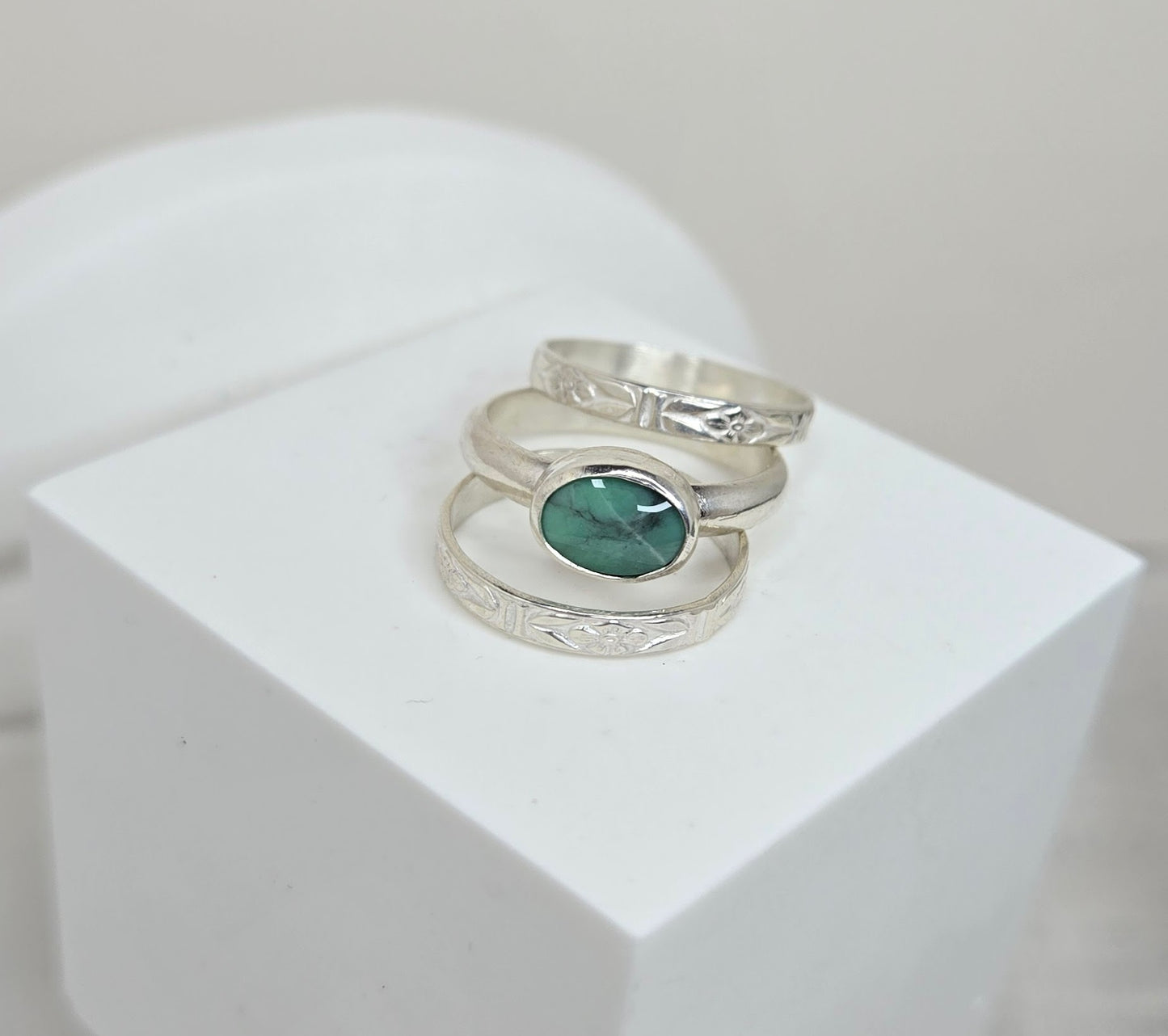 Three Stacking Rings with Variscite