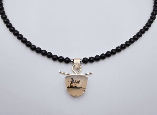 Montana Agate and Onyx Necklace