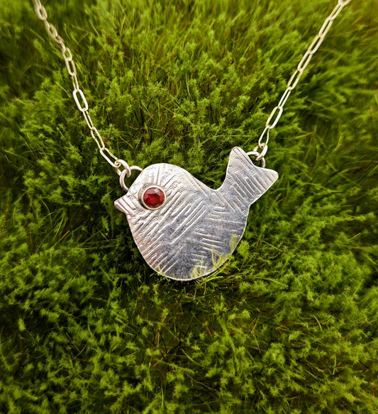 Embossed Sterling Bird Necklace