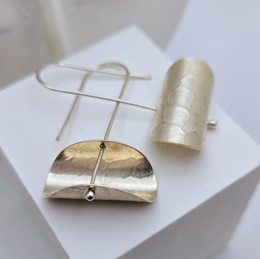 Sterling Silver Kinetic Disc Earrings