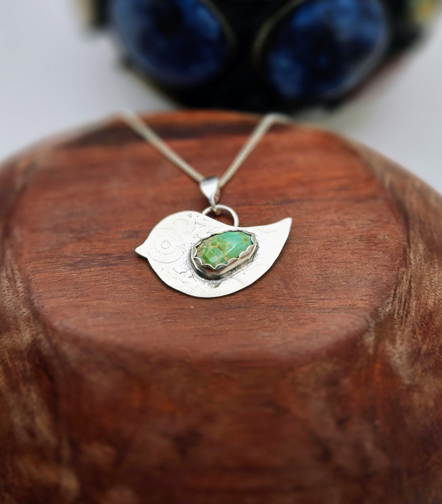 Fun and Funky Bird Pendant with Turquoise Wing