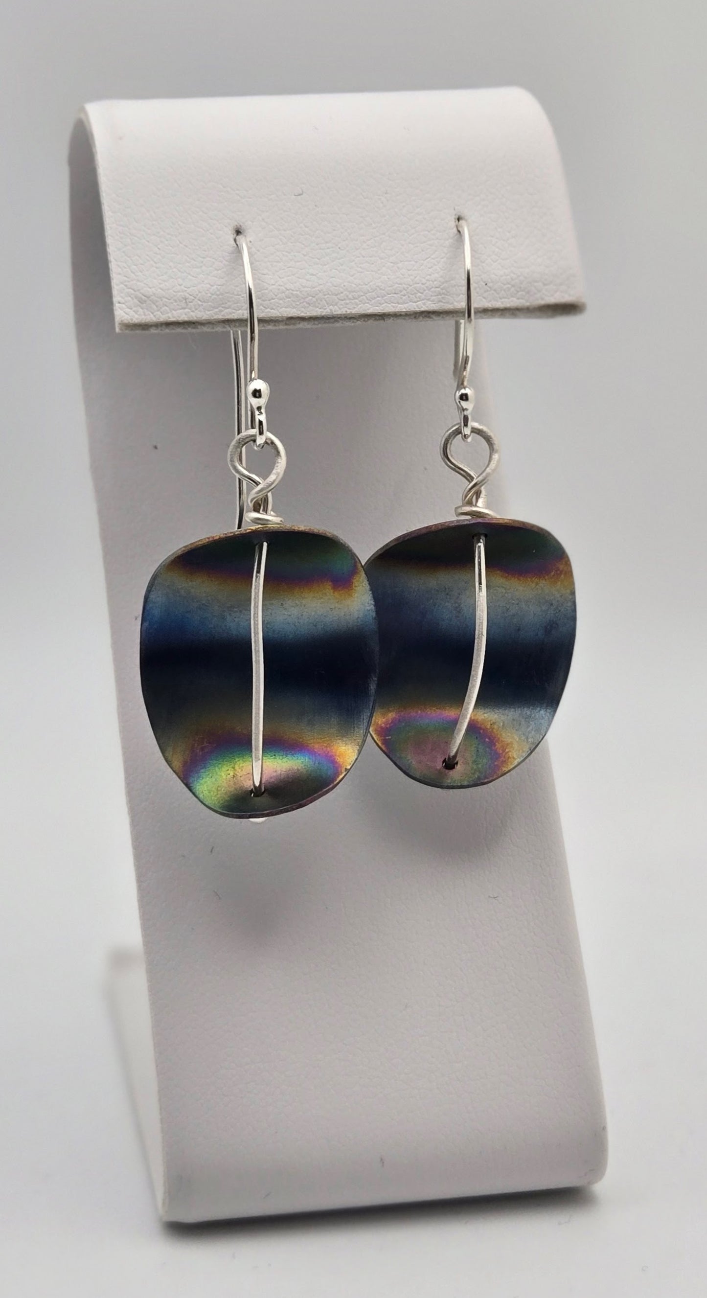 Titanium Curved Oval Earrings