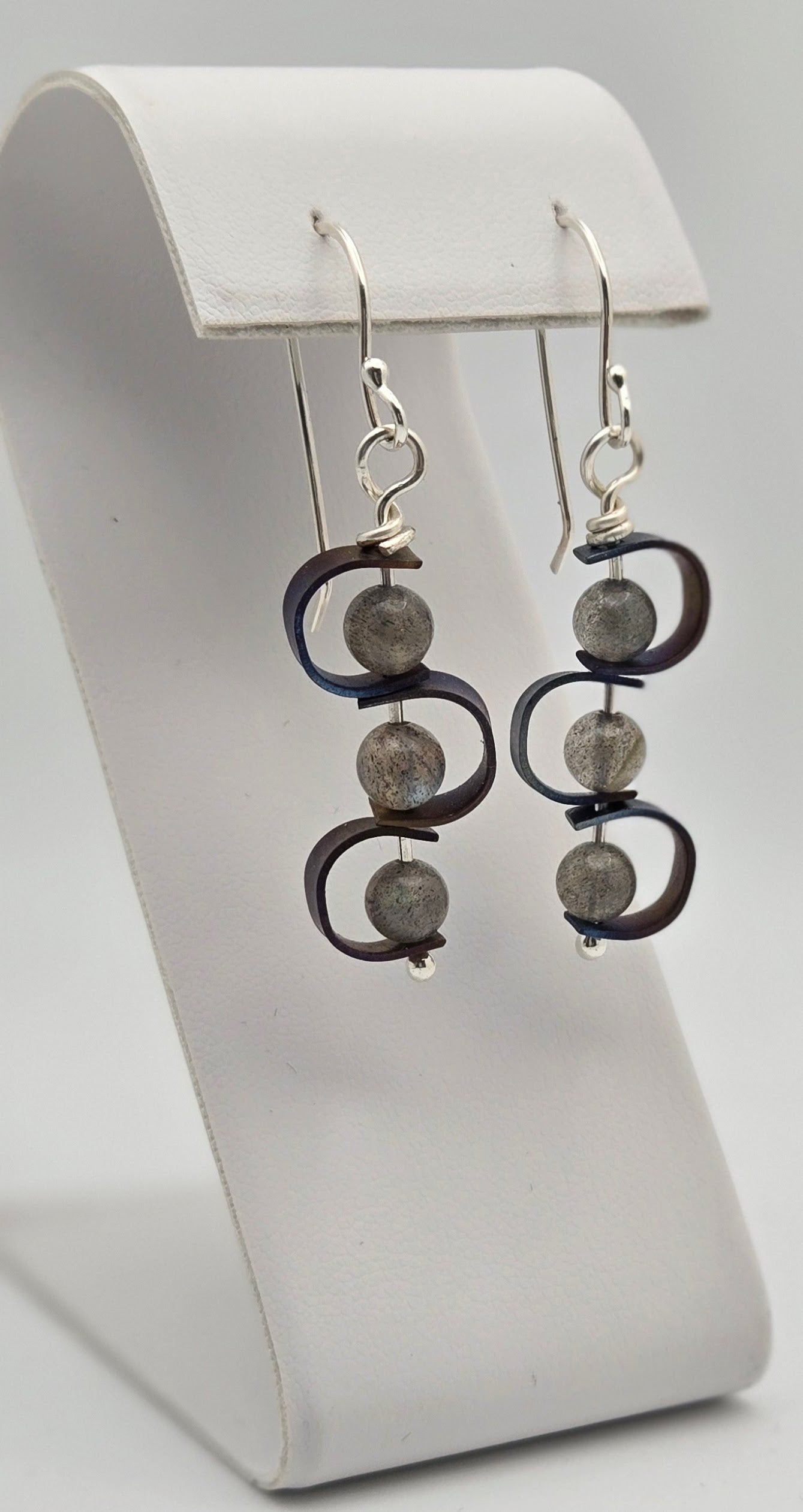 Titanium, Argentium, and Labradorite Earrings