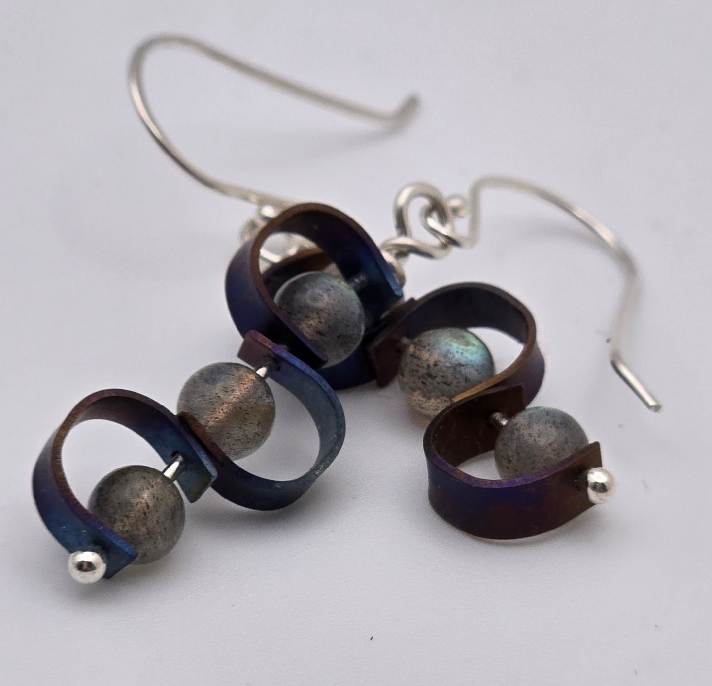 Titanium, Argentium, and Labradorite Earrings