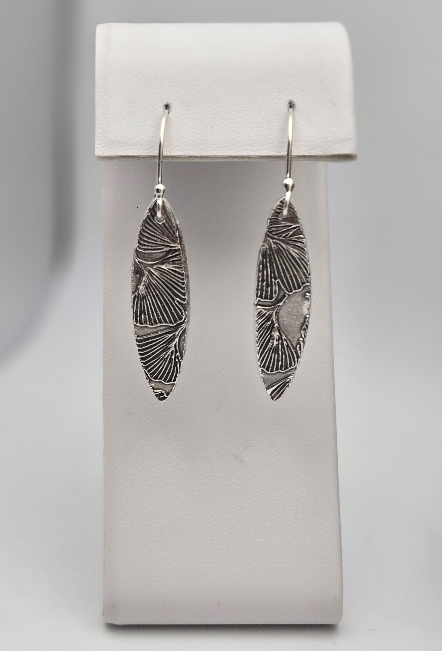 Gingko Embossed Fine Silver Earrings