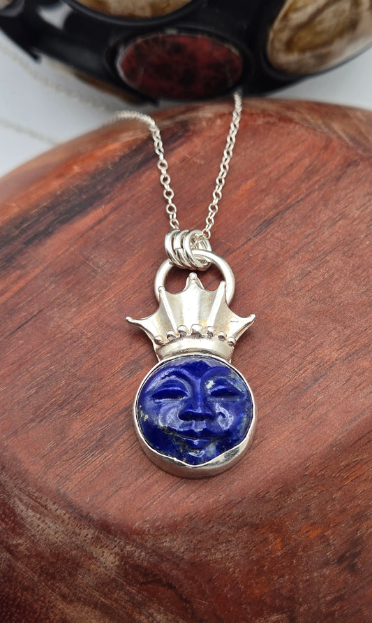 Lapis Moon Face Necklace