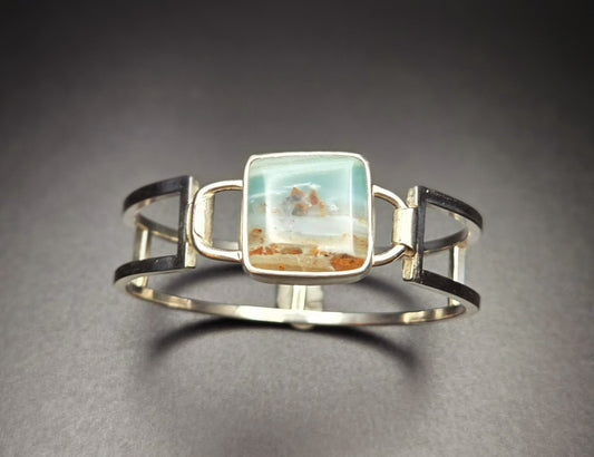 Tension Cuff Bracelet with BC Ocean Stone