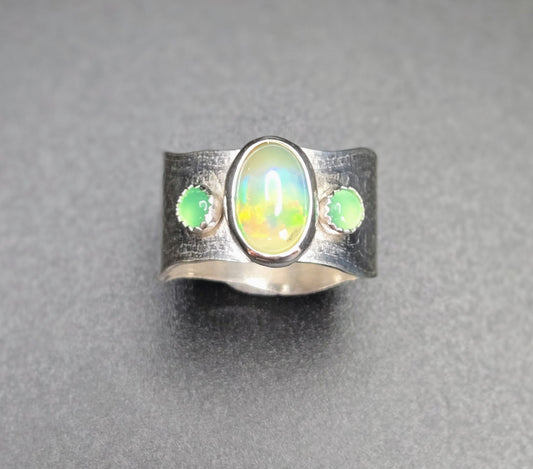 Opal and Chrysoprase Ring