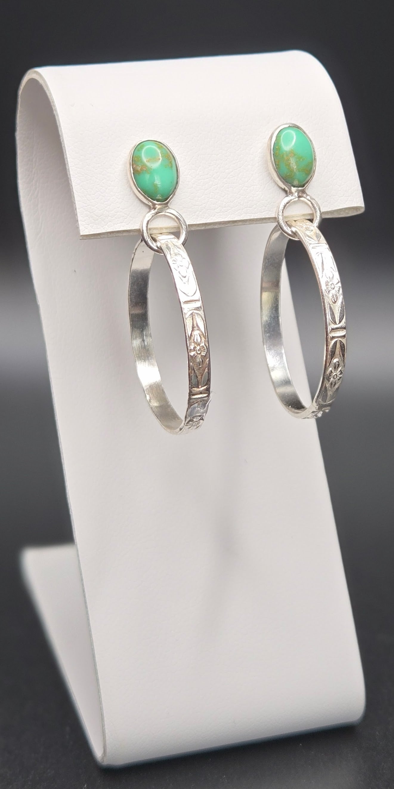 Turquoise Stud Hoop Earrings