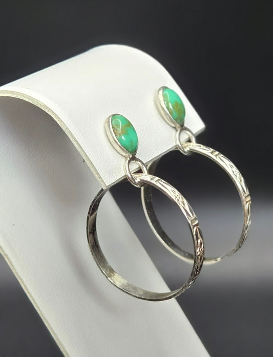 Turquoise Stud Hoop Earrings