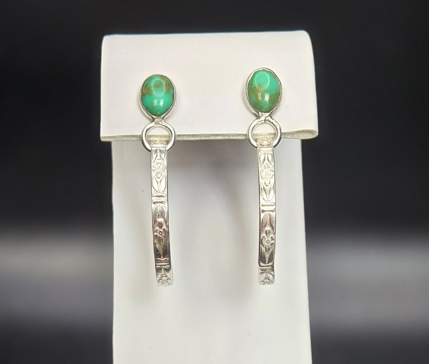 Turquoise Stud Hoop Earrings