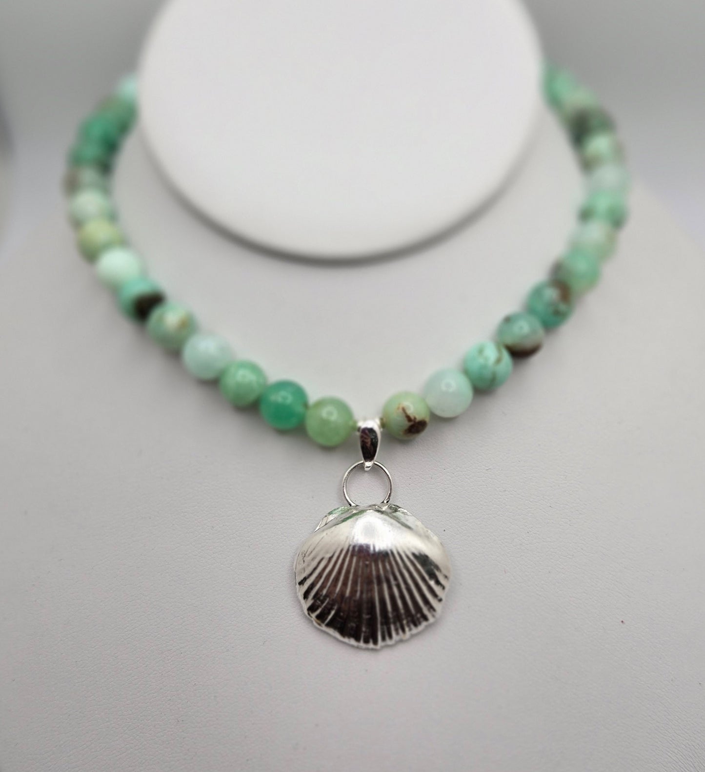 Chrysoprase and Shell Necklace