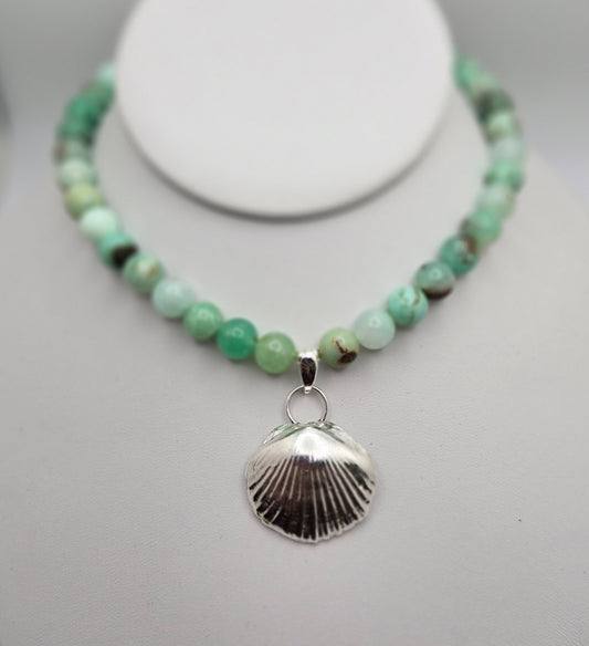 Chrysoprase and Shell Necklace