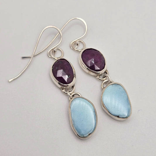 Ruby and Golden Hills Turquoise Earrings