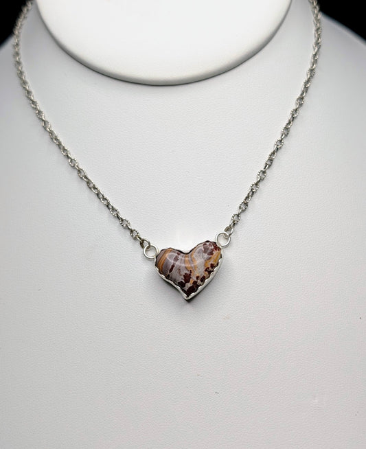 Sonoran Dendritic Rhyolite Heart Necklace